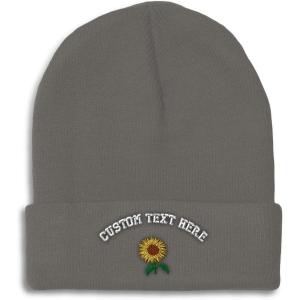 imageSpeedy Pros Beanies for Men Sunflower A Embroidery Flowers and Plants Winter Hats for Women Acrylic Skull Cap 1 SizeDark Grey Personalized Text Here