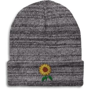 imageSpeedy Pros Beanies for Men Sunflower A Embroidery Flowers and Plants Winter Hats for Women Acrylic Skull Cap 1 SizeHeather Grey Design Only