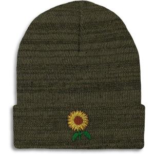 imageSpeedy Pros Beanies for Men Sunflower A Embroidery Flowers and Plants Winter Hats for Women Acrylic Skull Cap 1 SizeHeather Olive Green Design Only