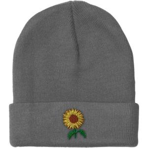 imageSpeedy Pros Beanies for Men Sunflower A Embroidery Flowers and Plants Winter Hats for Women Acrylic Skull Cap 1 SizeLight Grey Design Only