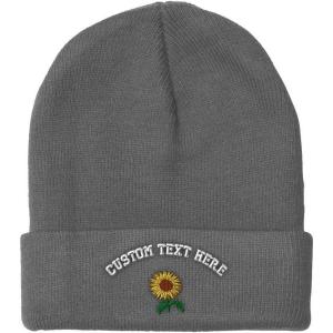 imageSpeedy Pros Beanies for Men Sunflower A Embroidery Flowers and Plants Winter Hats for Women Acrylic Skull Cap 1 SizeLight Grey Personalized Text Here
