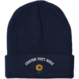 imageSpeedy Pros Beanies for Men Sunflower A Embroidery Flowers and Plants Winter Hats for Women Acrylic Skull Cap 1 SizeNavy Personalized Text Here