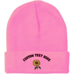 imageSpeedy Pros Beanies for Men Sunflower A Embroidery Flowers and Plants Winter Hats for Women Acrylic Skull Cap 1 SizeSoft Pink Personalized Text Here