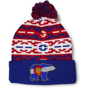 imageSpeedy Pros Pom Pom Beanies for Women Colorado State Flag Bear Embroidery Skull Cap Winter Hats for Men Acrylic 1 SizeAmerican Pixel Design Only