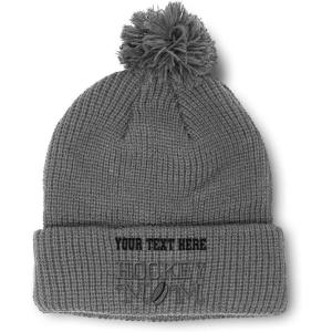 imageSpeedy Pros Pom Pom Beanies for Women Hockey Mom A Embroidery Skull Cap Humor Winter Hats for Men Acrylic 1 SizeLight Grey Personalized Text Here