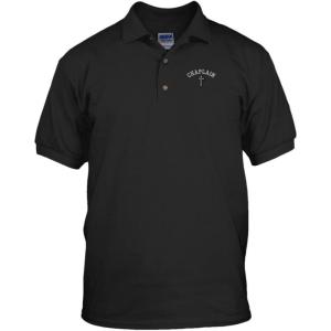 imageCristian Chaplain Cross Embroidery Cotton Short Sleeve Polo Jersey Shirt Black XLarge