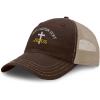 imageRichardson Trucker Mesh Hat Christian Cross Jesus Faith Jesus Christ Soft Mesh Cap CottonBrownKhaki