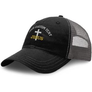 imageRichardson Trucker Mesh Hat Christian Cross Jesus Faith Jesus Christ Soft Mesh Cap CottonBlackCharcoal