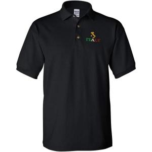 imageCustom Polo Shirts for Men Italy Italian Map Embroidery Short Sleeves Golf TeesBlack Design Only