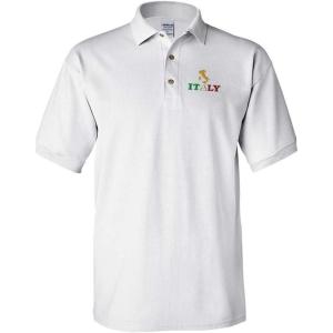 imageCustom Polo Shirts for Men Italy Italian Map Embroidery Short Sleeves Golf TeesWhite Design Only