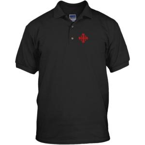 imageJerusalem Cross God Jesus Embroidery Embroidered Unisex Adult Golf Polo Shirt Black XLarge