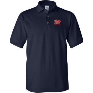 imagePolo Shirts for Men Cymru Welsh Dragon Embroidery Cotton Short Sleeves Golf TeesNavy