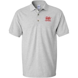 imagePolo Shirts for Men Cymru Welsh Dragon Embroidery Cotton Short Sleeves Golf TeesOxford Grey