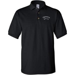imagePolo Shirts for Men Locksmith Embroidery Cotton Short Sleeves Golf TeesBlack