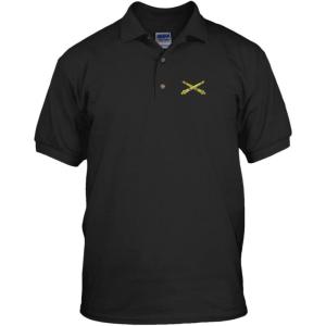 imageSpeedy Pros Field Artillery Officer Military Embroidery Embroidered Unisex Golf Polo Shirt Black XLarge