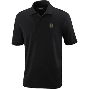 imageSkull Embroidery Adult ButtonEnd Spread Short Sleeve Unisex Polyester Performance Polo Shirt Golf Shirt  Black X Large