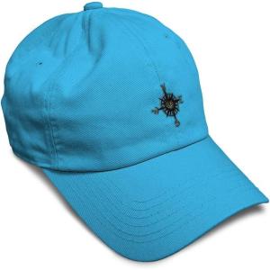 image:imageCustom Soft Baseball Hat Embroidered Dad Hat Nautical Compass Men amp Ladies Baseball Cap CottonAqua Design Only