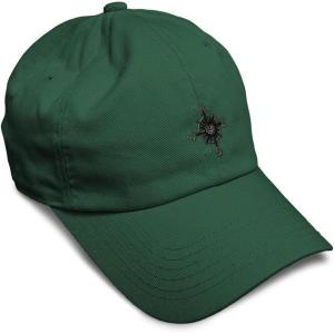 image:imageCustom Soft Baseball Hat Embroidered Dad Hat Nautical Compass Men amp Ladies Baseball Cap CottonForest Green Design Only