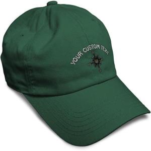 image:imageCustom Soft Baseball Hat Embroidered Dad Hat Nautical Compass Men amp Ladies Baseball Cap CottonForest Green Personalized Text Here