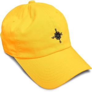 image:imageCustom Soft Baseball Hat Embroidered Dad Hat Nautical Compass Men amp Ladies Baseball Cap CottonGolden Yellow Design Only