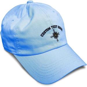 image:imageCustom Soft Baseball Hat Embroidered Dad Hat Nautical Compass Men amp Ladies Baseball Cap CottonLight Blue Personalized Text Here