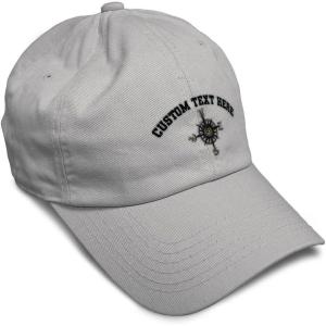 image:imageCustom Soft Baseball Hat Embroidered Dad Hat Nautical Compass Men amp Ladies Baseball Cap CottonLight Grey Personalized Text Here