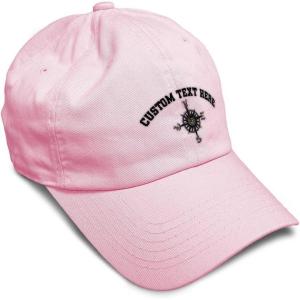 image:imageCustom Soft Baseball Hat Embroidered Dad Hat Nautical Compass Men amp Ladies Baseball Cap CottonSoft Pink Personalized Text Here