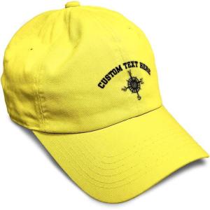 image:imageCustom Soft Baseball Hat Embroidered Dad Hat Nautical Compass Men amp Ladies Baseball Cap CottonYellow Personalized Text Here
