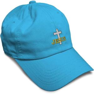 image:imageSoft Baseball Hat Embroidered Dad Hat Christian Cross Jesus Faith Jesus Christ Men amp Ladies Baseball CapAqua Design Only