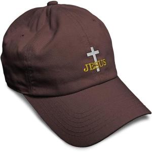 image:imageSoft Baseball Hat Embroidered Dad Hat Christian Cross Jesus Faith Jesus Christ Men amp Ladies Baseball CapBrown Design Only