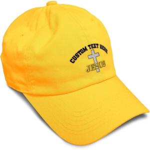 image:imageSoft Baseball Hat Embroidered Dad Hat Christian Cross Jesus Faith Jesus Christ Men amp Ladies Baseball CapGolden Yellow Personalized Text Here