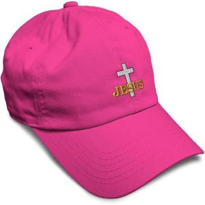 image:imageSoft Baseball Hat Embroidered Dad Hat Christian Cross Jesus Faith Jesus Christ Men amp Ladies Baseball CapHot Pink Design Only