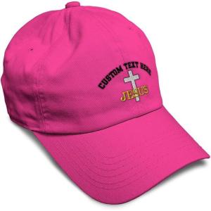 image:imageSoft Baseball Hat Embroidered Dad Hat Christian Cross Jesus Faith Jesus Christ Men amp Ladies Baseball CapHot Pink Personalized Text Here