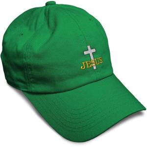 image:imageSoft Baseball Hat Embroidered Dad Hat Christian Cross Jesus Faith Jesus Christ Men amp Ladies Baseball CapKelly Green Design Only
