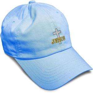 image:imageSoft Baseball Hat Embroidered Dad Hat Christian Cross Jesus Faith Jesus Christ Men amp Ladies Baseball CapLight Blue Design Only