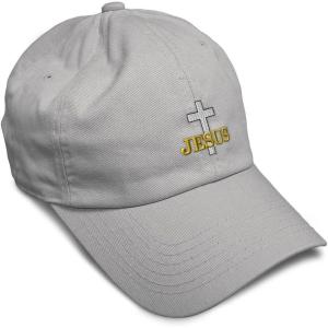 image:imageSoft Baseball Hat Embroidered Dad Hat Christian Cross Jesus Faith Jesus Christ Men amp Ladies Baseball CapLight Grey Design Only