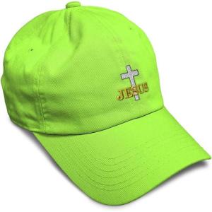 image:imageSoft Baseball Hat Embroidered Dad Hat Christian Cross Jesus Faith Jesus Christ Men amp Ladies Baseball CapLime Design Only