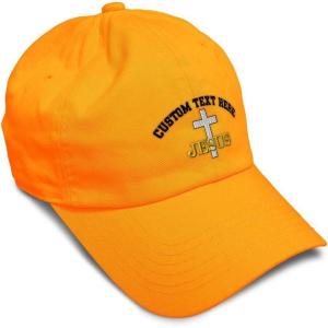 image:imageSoft Baseball Hat Embroidered Dad Hat Christian Cross Jesus Faith Jesus Christ Men amp Ladies Baseball CapOrange Personalized Text Here