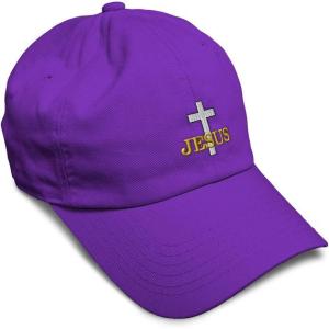 image:imageSoft Baseball Hat Embroidered Dad Hat Christian Cross Jesus Faith Jesus Christ Men amp Ladies Baseball CapPurple Design Only