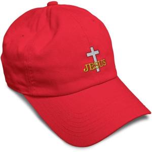 image:imageSoft Baseball Hat Embroidered Dad Hat Christian Cross Jesus Faith Jesus Christ Men amp Ladies Baseball CapRed Design Only