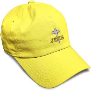 image:imageSoft Baseball Hat Embroidered Dad Hat Christian Cross Jesus Faith Jesus Christ Men amp Ladies Baseball CapYellow Design Only