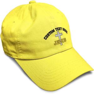image:imageSoft Baseball Hat Embroidered Dad Hat Christian Cross Jesus Faith Jesus Christ Men amp Ladies Baseball CapYellow Personalized Text Here
