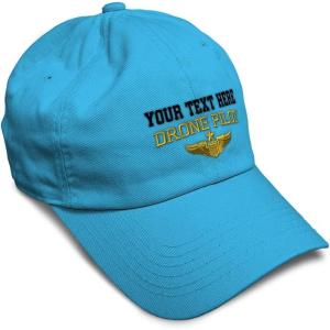 image:imageSoft Baseball Hat Embroidered Dad Hat Drone Pilot Gold Embroidery Men amp Ladies Baseball Cap CottonAqua Personalized Text Here