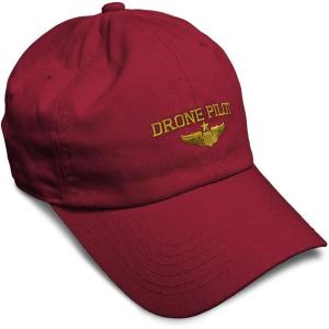 image:imageSoft Baseball Hat Embroidered Dad Hat Drone Pilot Gold Embroidery Men amp Ladies Baseball Cap CottonBurgundy Design Only