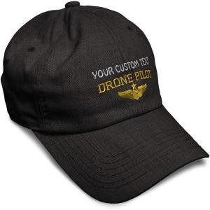 image:imageSoft Baseball Hat Embroidered Dad Hat Drone Pilot Gold Embroidery Men amp Ladies Baseball Cap CottonDark Denim Personalized Text Here