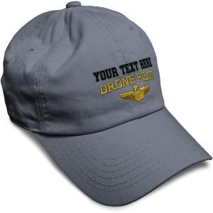image:imageSoft Baseball Hat Embroidered Dad Hat Drone Pilot Gold Embroidery Men amp Ladies Baseball Cap CottonDark Grey Personalized Text Here