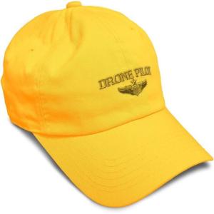 image:imageSoft Baseball Hat Embroidered Dad Hat Drone Pilot Gold Embroidery Men amp Ladies Baseball Cap CottonGolden Yellow Design Only