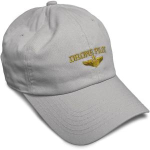 image:imageSoft Baseball Hat Embroidered Dad Hat Drone Pilot Gold Embroidery Men amp Ladies Baseball Cap CottonLight Grey Design Only