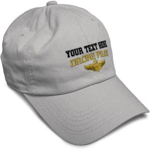 image:imageSoft Baseball Hat Embroidered Dad Hat Drone Pilot Gold Embroidery Men amp Ladies Baseball Cap CottonLight Grey Personalized Text Here