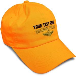 image:imageSoft Baseball Hat Embroidered Dad Hat Drone Pilot Gold Embroidery Men amp Ladies Baseball Cap CottonOrange Personalized Text Here